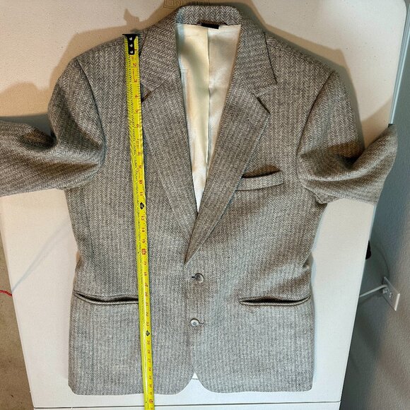 VTG IMPERIAL by HAGGAR 100% Wool Sports Coat Gray Herringbone Suit Coat Mens 40R - Picture 9 of 16